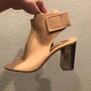 Vince Cream Leather Open Back Peep Toe Heel